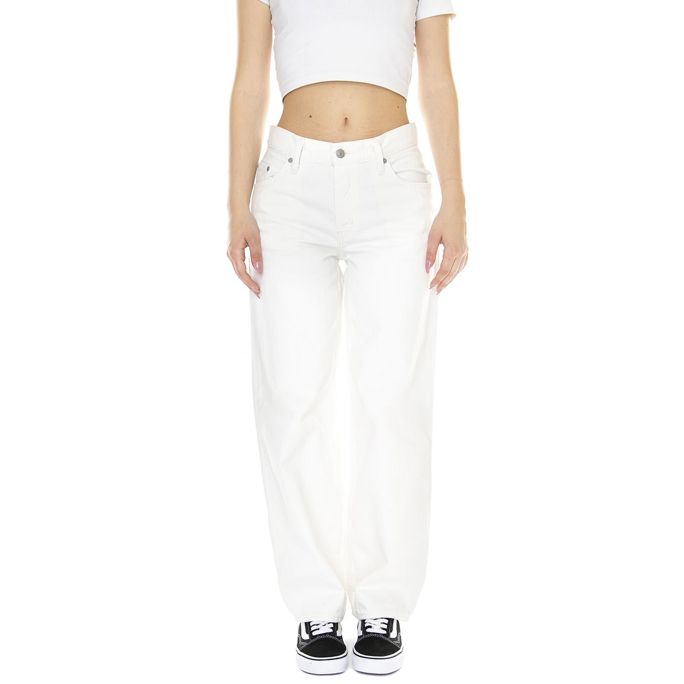 W' Wellthreated Baggy Dad Pale Bloom Neutral - Pantaloni Donna Bianchi A3028-0003  LEVIS 