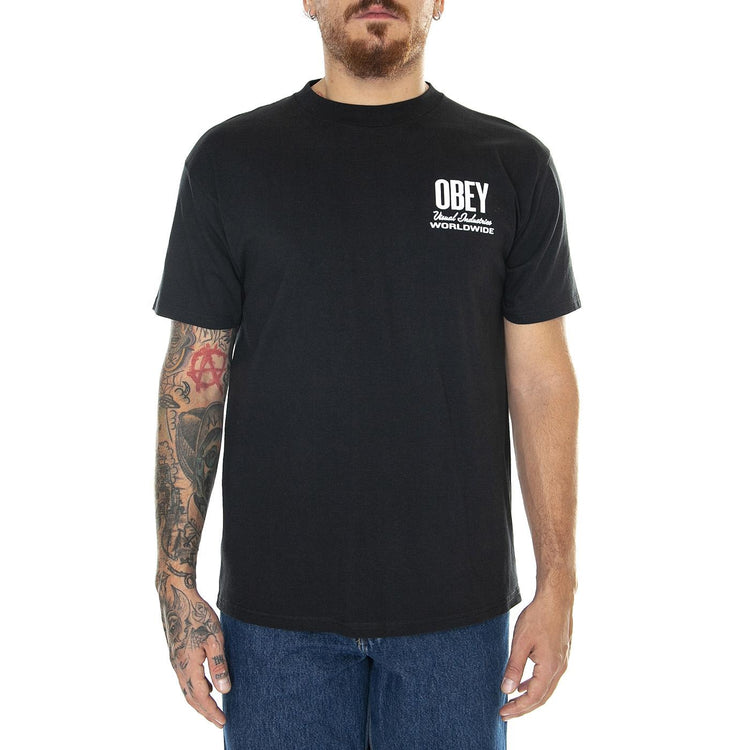 Obey Visual Ind. Worldwide Classic Tee Black - Maglietta Girocollo Uomo Nera 165263541-BLK  OBEY 