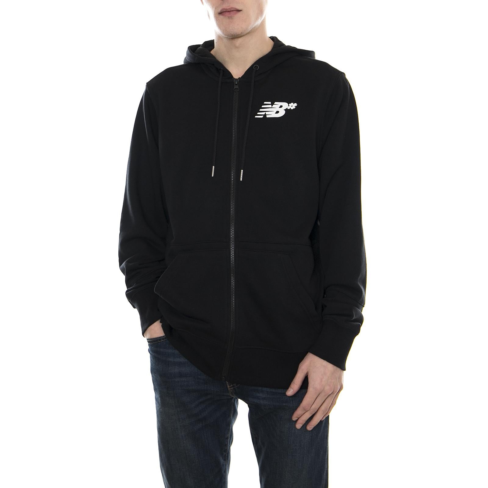 Apparel Numeric Fleece Zip Black Cottone - Felpa NBMJ81570BK  NEW BALANCE 