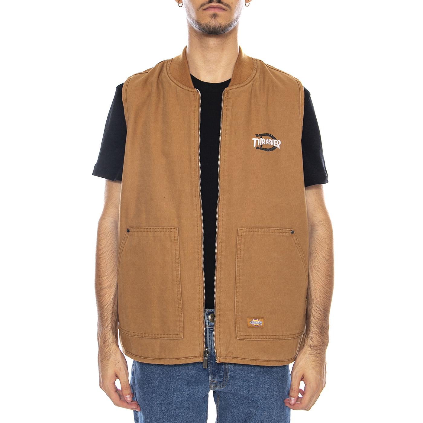THRASHER X DICKIES Vest Brown Duck - Gilet Smanicato Uomo Marrone DK0A88IT0BD1  DICKIES 