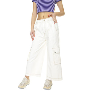Hazel II Cropped Wide Pant Unbleached - Pantaloni Donna Beige 242000115-UBL  OBEY 