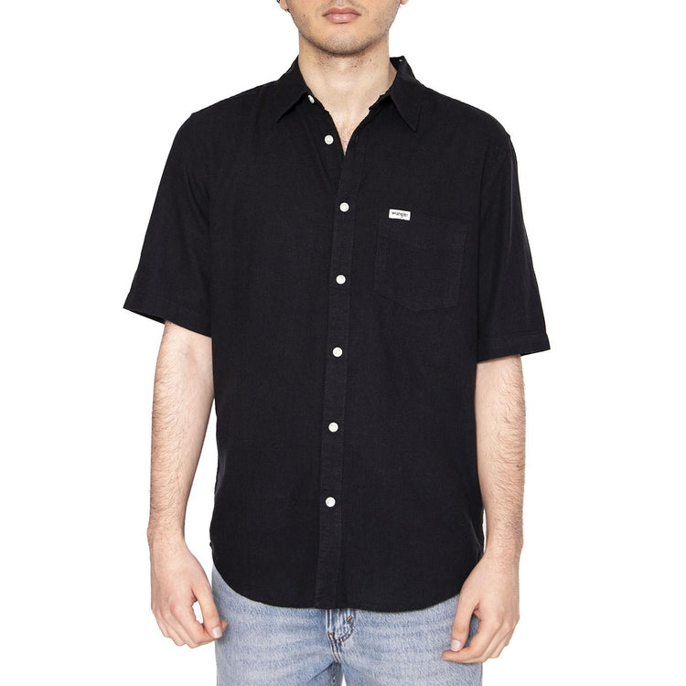 SS Shirt Nera - Camicia Maniche Corte Uomo Nera 112362729  WRANGLER 