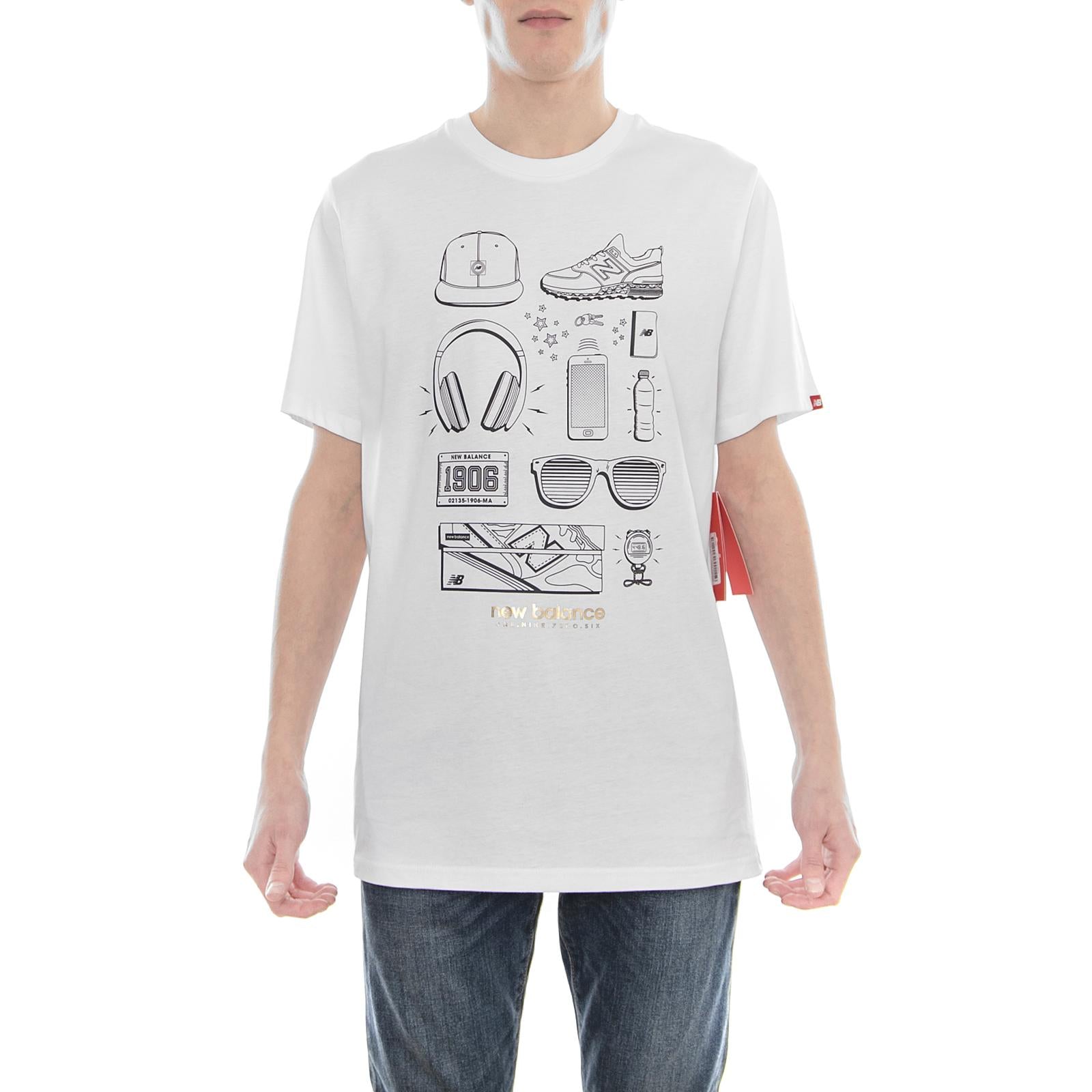 MT81544 ESSENTIALS LAYOUT TEE White - T-Shirt MC NBMT81544WT  NEW BALANCE 