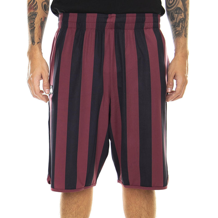 Authentic Stripes Shorts - Red Amaranto / Dark Grey - Bermuda Uomo Bordeaux / Grigi 303PP80-C00A  KAPPA 
