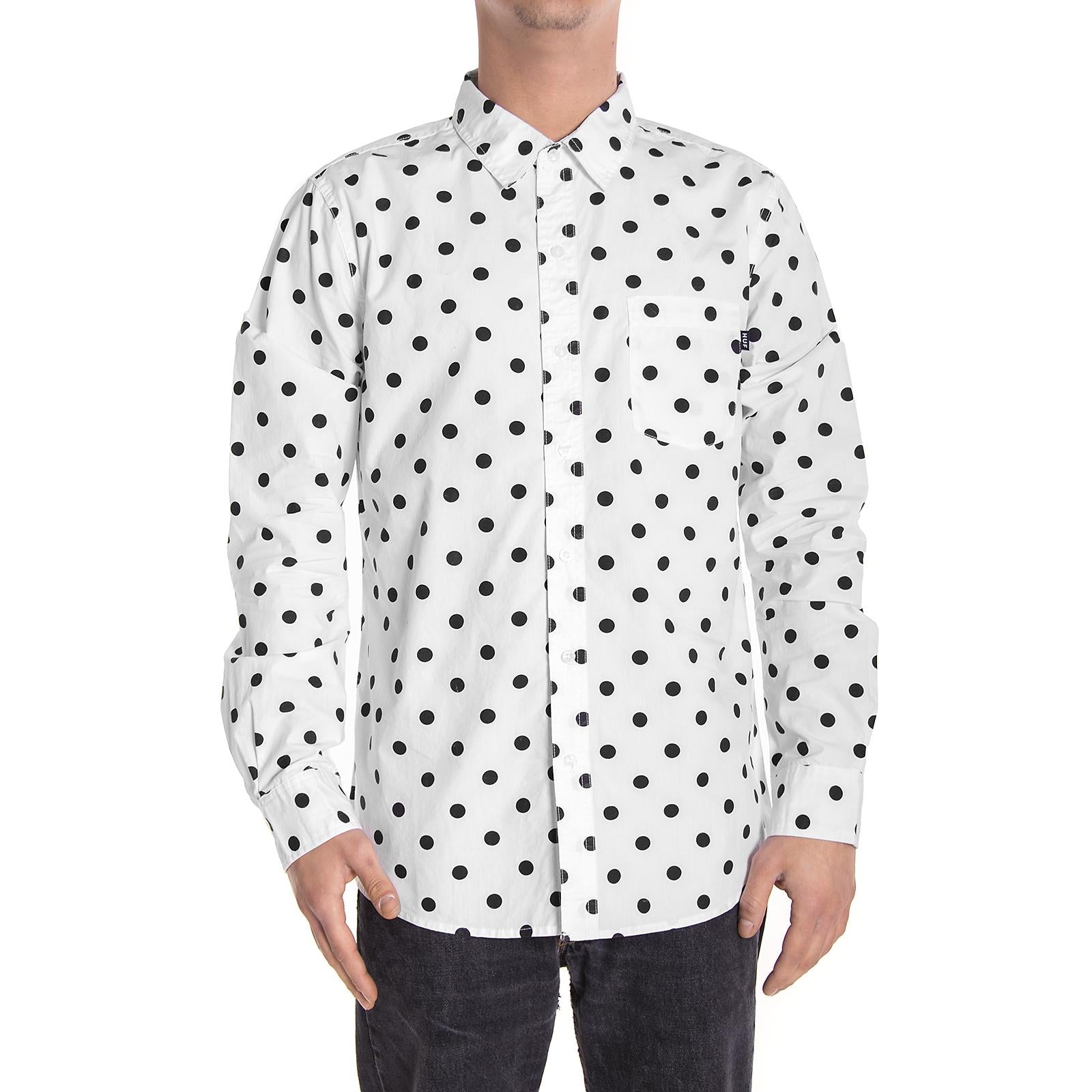 BOB L/S SHIRT BU00005-WHTBK  HUF 