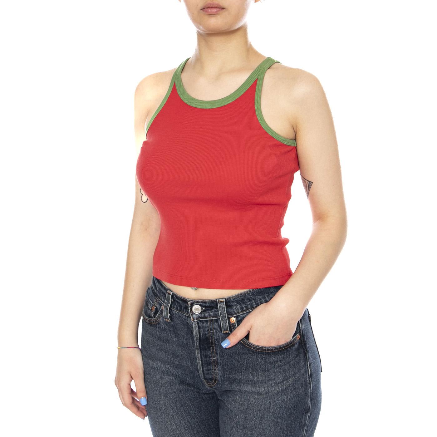 CLAVEL IVY CONTRAST HARRIET TOP - Canotta Donna Rossa WTP00259 RED THINKING MU 
