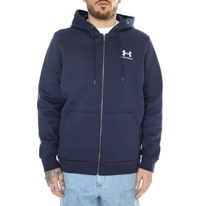 UA Essential Fleece Fz Hood Blue - Felpa con Cappuccio e Zip Uomo Blu 77-1373881-410  UNDER ARMOUR 
