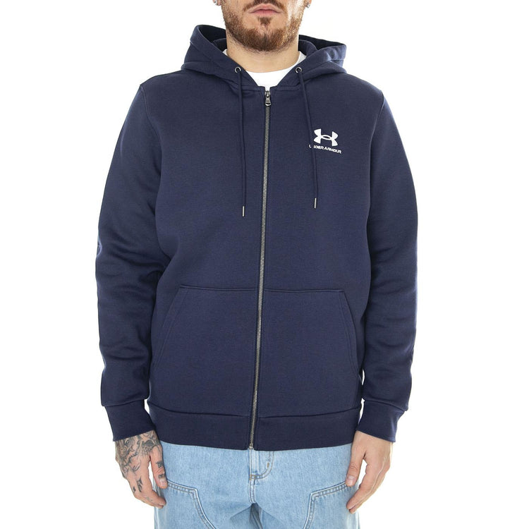 UA Essential Fleece Fz Hood Blue - Felpa con Cappuccio e Zip Uomo Blu 77-1373881-410  UNDER ARMOUR 