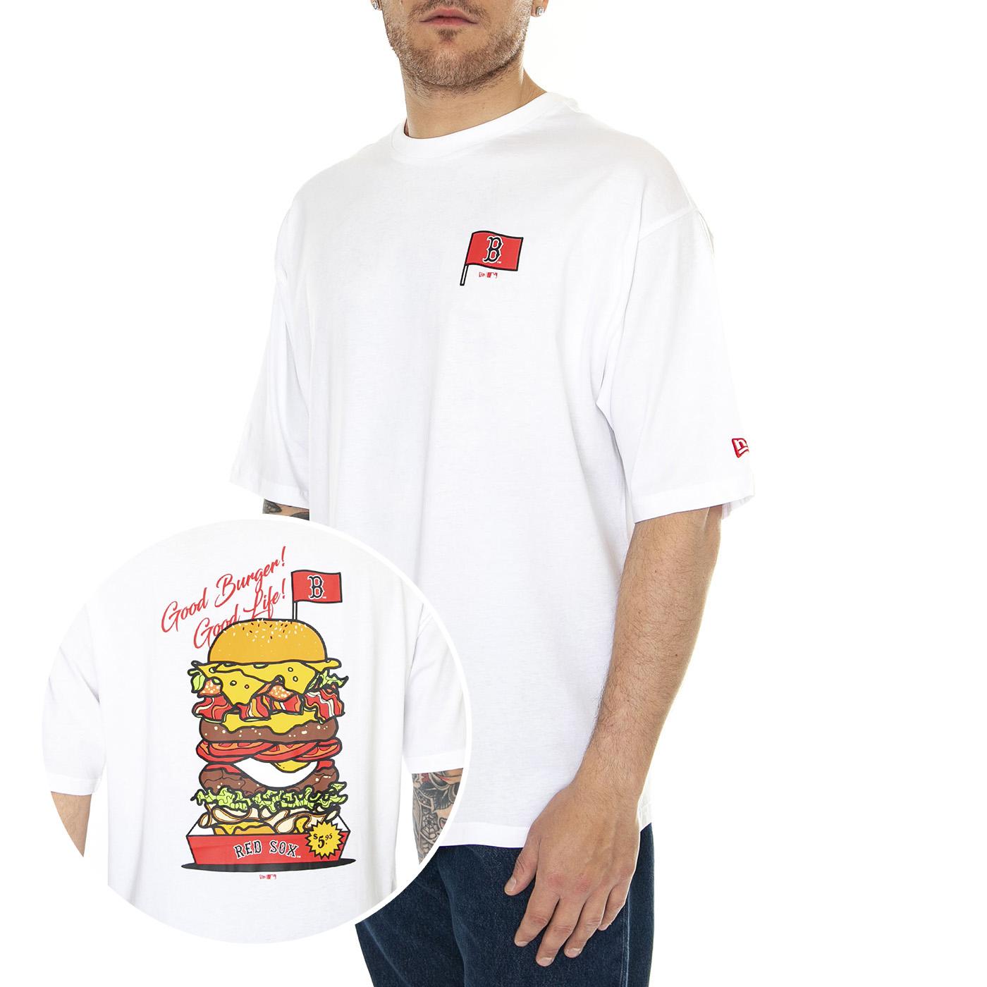 MLB Burger Graphic OS Tee Boston Red Sox White / Black - Maglietta Girocollo Uomo Bianca 60502554  NEW ERA 