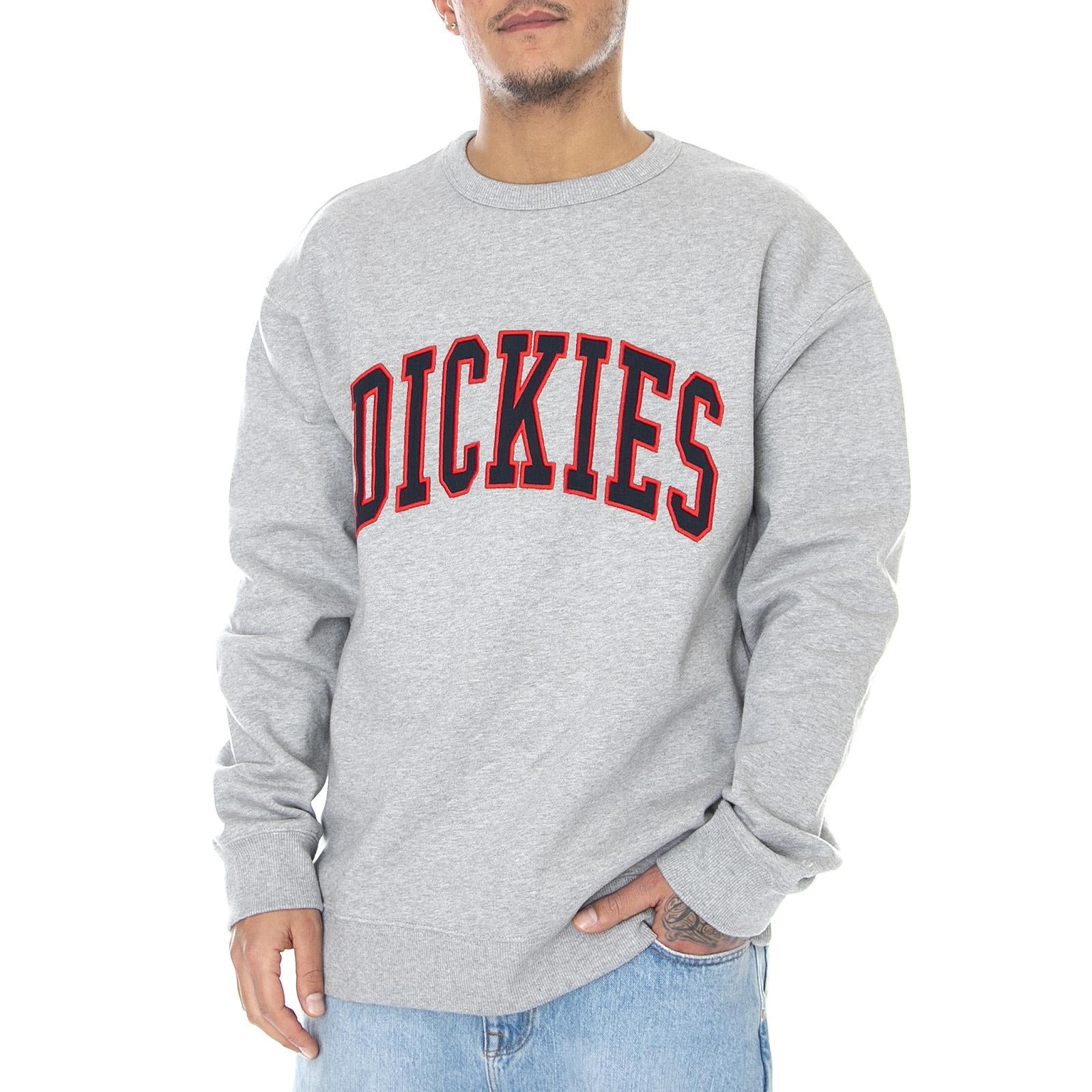 Mn Fredericksburg Crew-Neck Sweatshirt - Melange Grey - Felpa Girocollo Uomo Grigia 02 200213-GYM . DICKIES 