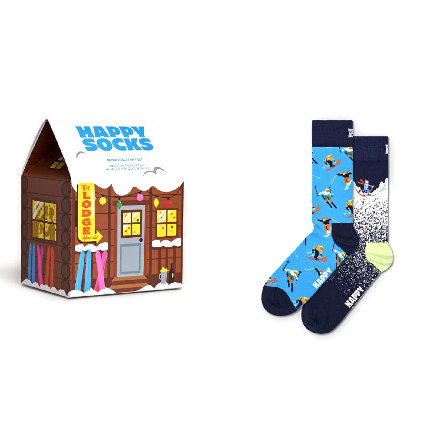 2-Pack Skiing Chalet Gift Set Brown - Set da Due Paia di Calzini Multicolore P001853-BROWN  HAPPY SOCKS 