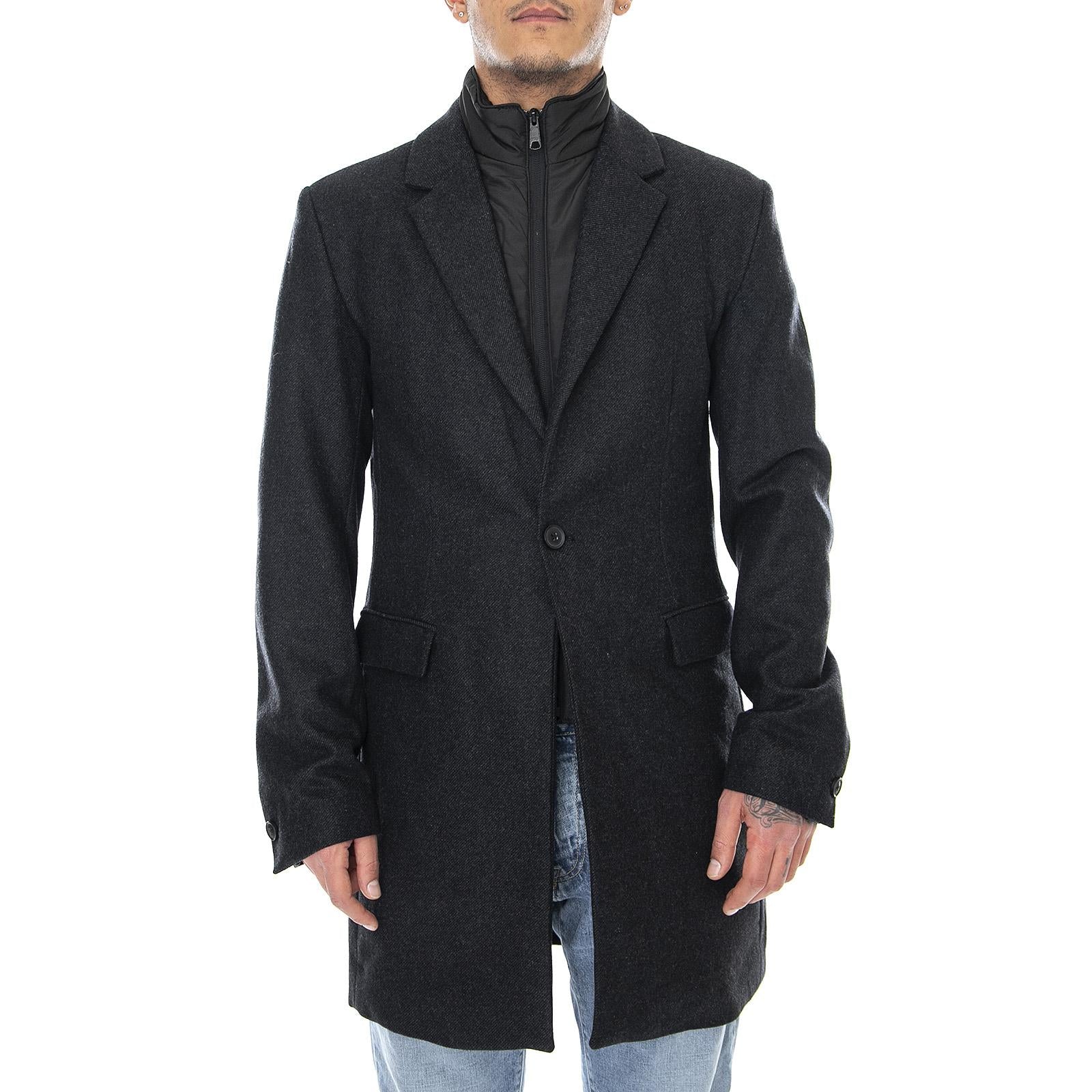 Shepard Outerwear Coat - Dark Grey Melange - Cappotto Monopetto Uomo Grigio 149080007-980M  MINIMUM 