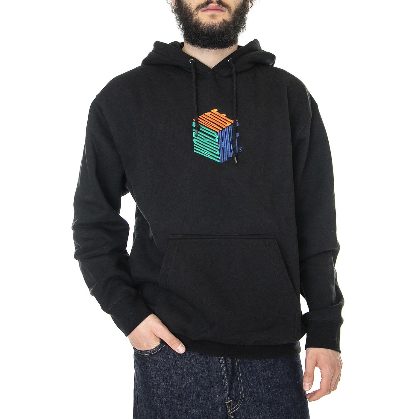 Dimensions P/O Hoodie Black - Felpa con Cappuccio Uomo Nera PF00544-BLACK  HUF 