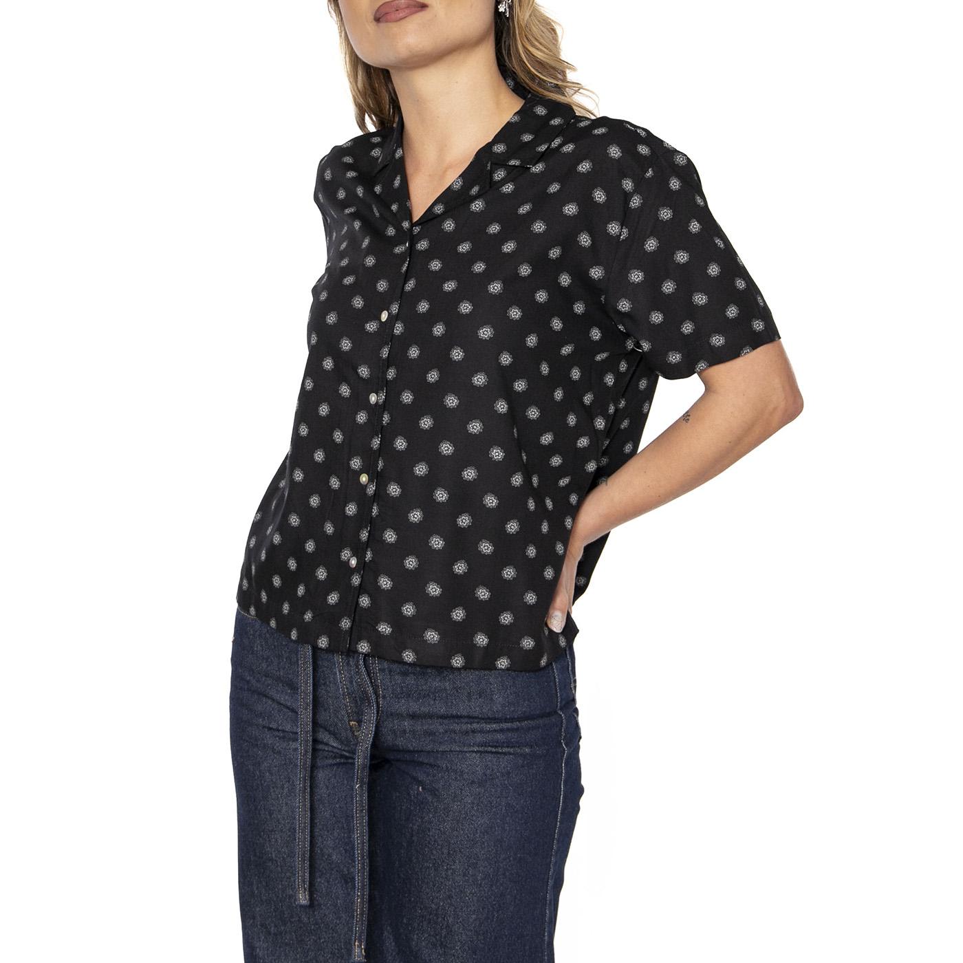 Bunker Daist Dot S/S Woven Black - Camicia Maniche Corte Donna Nera 01289-BLACK . BRIXTON 