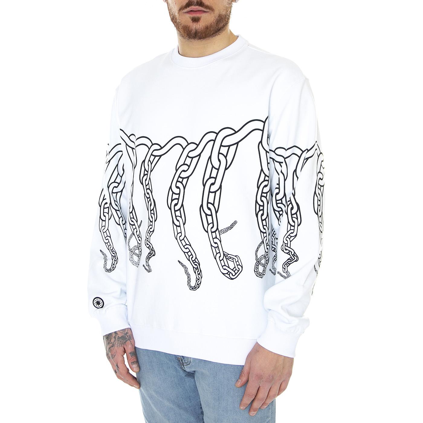 Octopus Chain Crewneck White - Felpa Girocollo Uomo Bianca / Multicolore 23SOSC33-WHITE  OCTOPUS 
