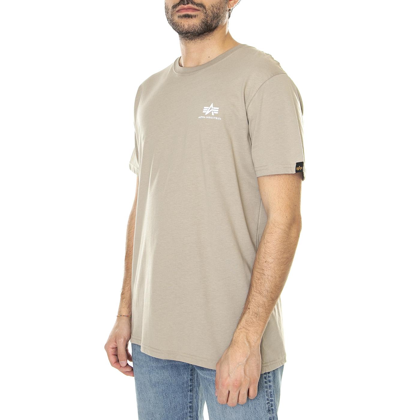 M' Basic T Small Logo Vintage Sand - Maglietta Girocollo Uomo Beige 188505-679  ALPHA INDUSTRIES 
