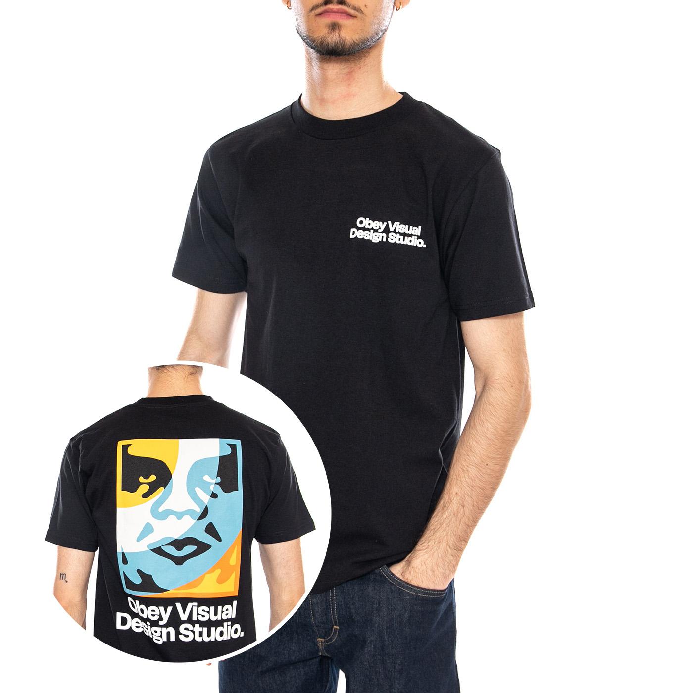 Obey Visual Design Studio Tee - Maglietta Girocollo Uomo Nera 165264305 BLK OBEY 
