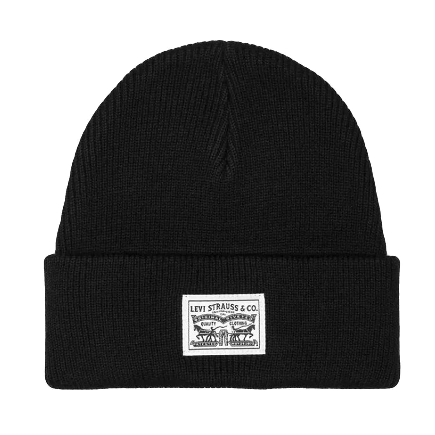 Autunno / Inverno - Backpatch Beanie Caviar Black - Berretto Nero 000J4-0003 . LEVIS 