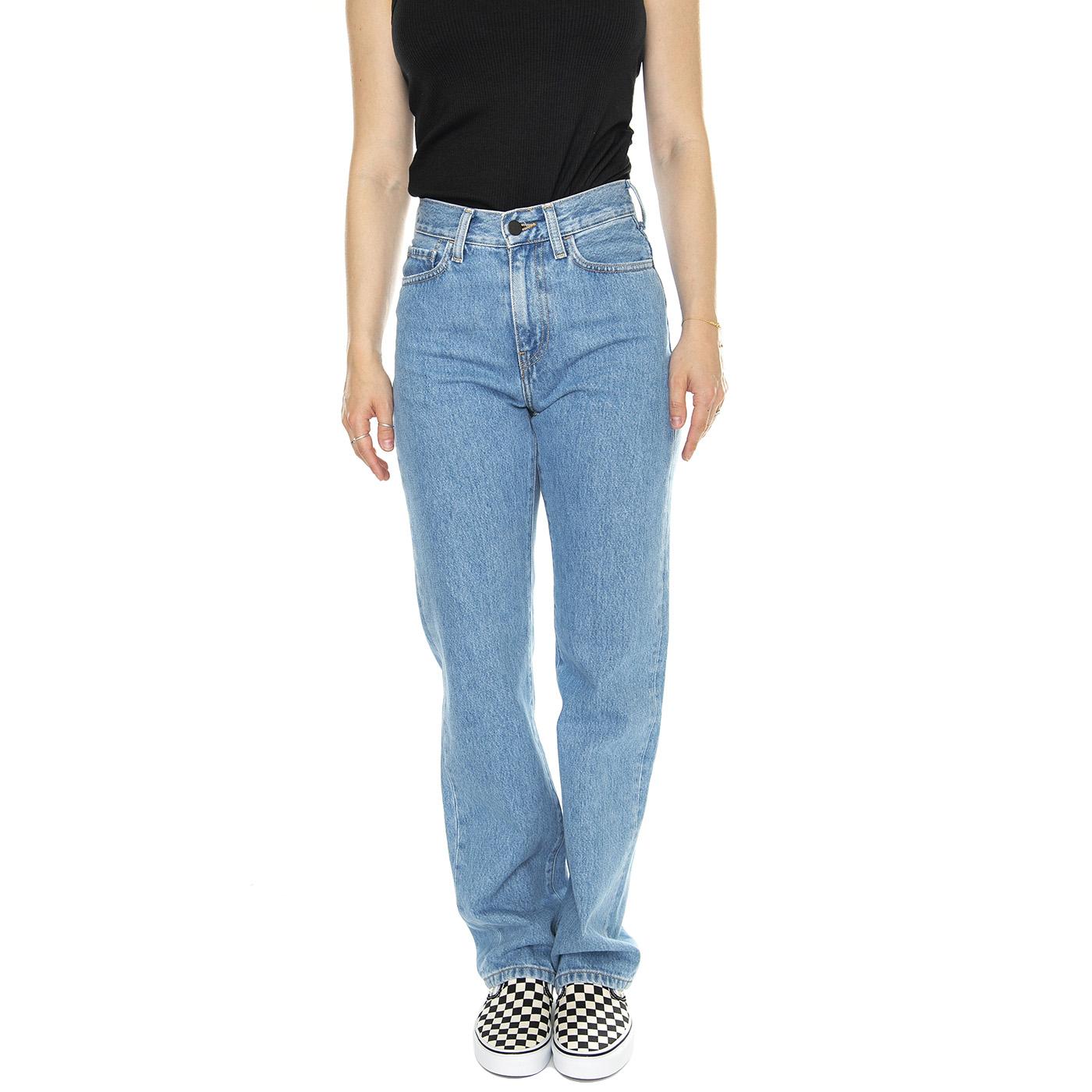 W' Noxon Pant Blue /stone bleached - Pantaloni Denim Jeans Donna Blu I031920.0112  CARHARTT WIP 