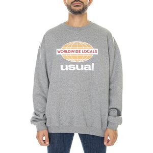Usual Worldwide Locals Grey - Felpa Girocollo Uomo Grigia W22C-WWL-GRY  USUAL 