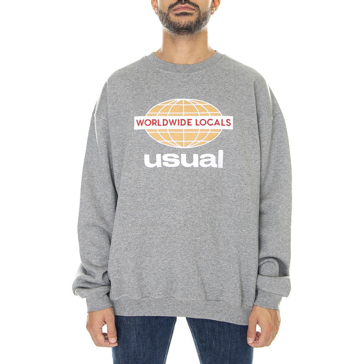 Usual Worldwide Locals Grey - Felpa Girocollo Uomo Grigia W22C-WWL-GRY  USUAL 