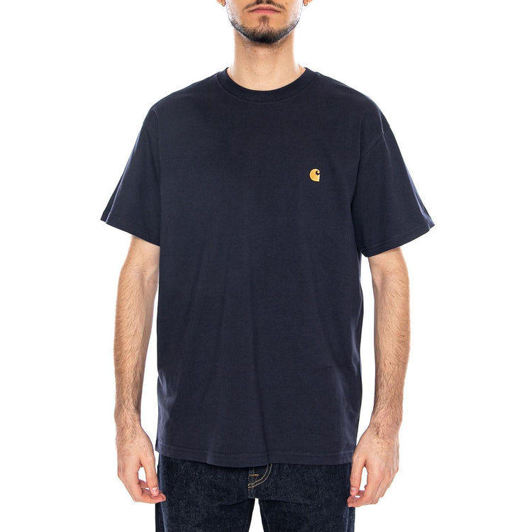 S/S Chase T-Shirt Dark Navy / Gold - Maglietta Girocollo Uomo Blu I026391 00HXX CARHARTT WIP 