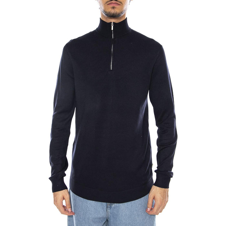 WYLER Life Reg14 Half Zip Knit Noos Dark Navy - Maglione Collo Alto con Zip Uomo Blu Navy 22021264-3766661  ONLY & SONS 