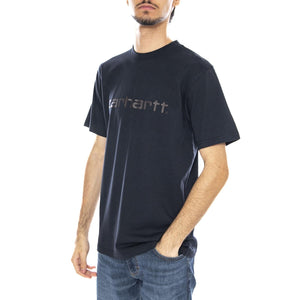 S/S Script T-Shirt Deep Night / Palisander - Maglietta Girocollo Uomo Blu Scuro I035700.38CXX . CARHARTT WIP 