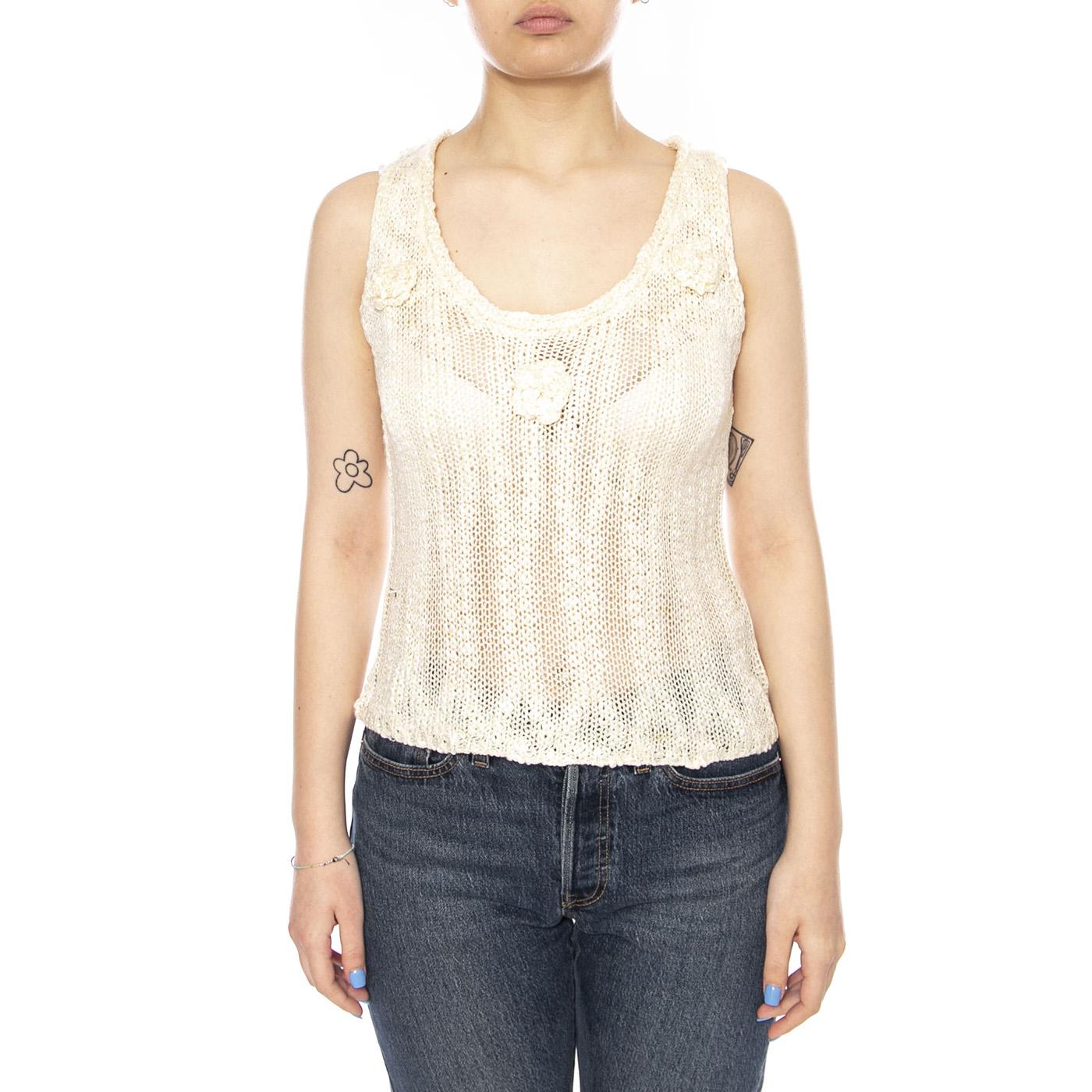 TOP PUNTO CALADO BEIGE - Canotta Donna Beige 61W/10702 BIG WILD PONY 