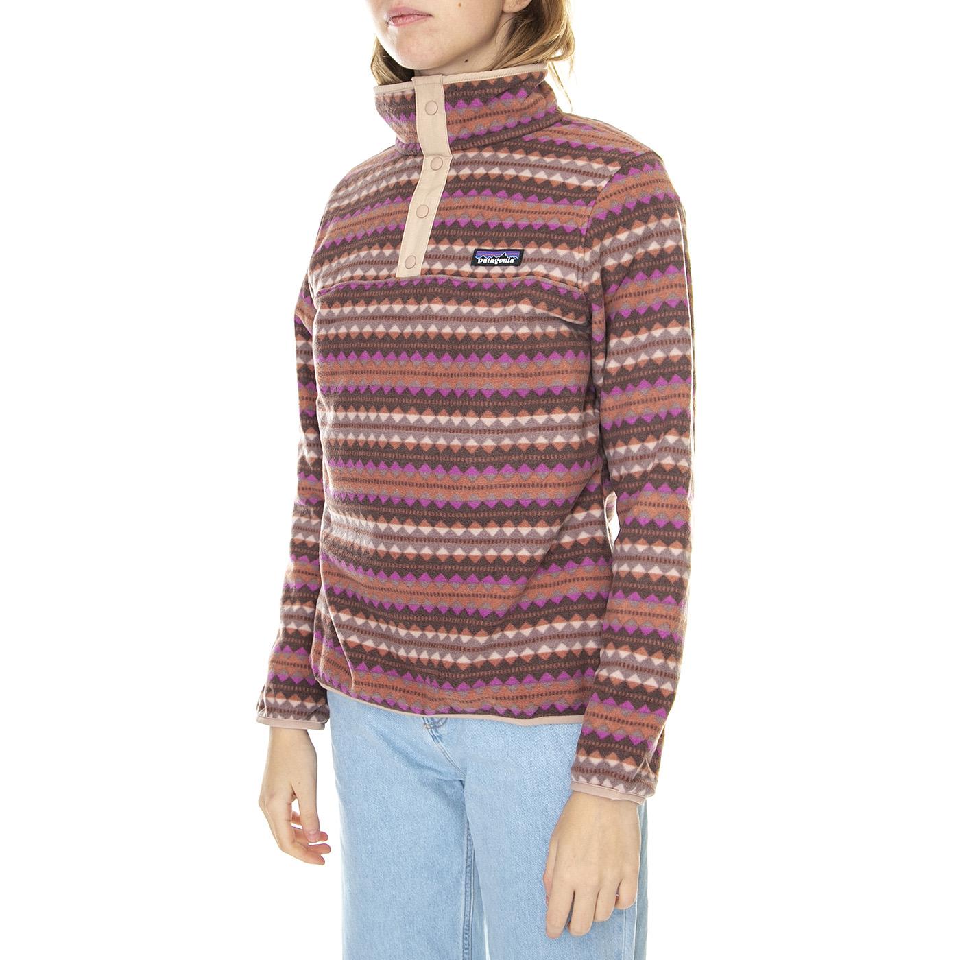W's Micro D Snap-T P/O Diamond Stripe: Sisu Brown - Felpa Collo Alto Donna Multicolore 26020-DISB  PATAGONIA 