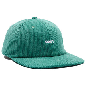 Bold Cord 6 Panel Strapback Jade - Cappellino con Visiera in Velluto Verde 100580317-JAD  OBEY 