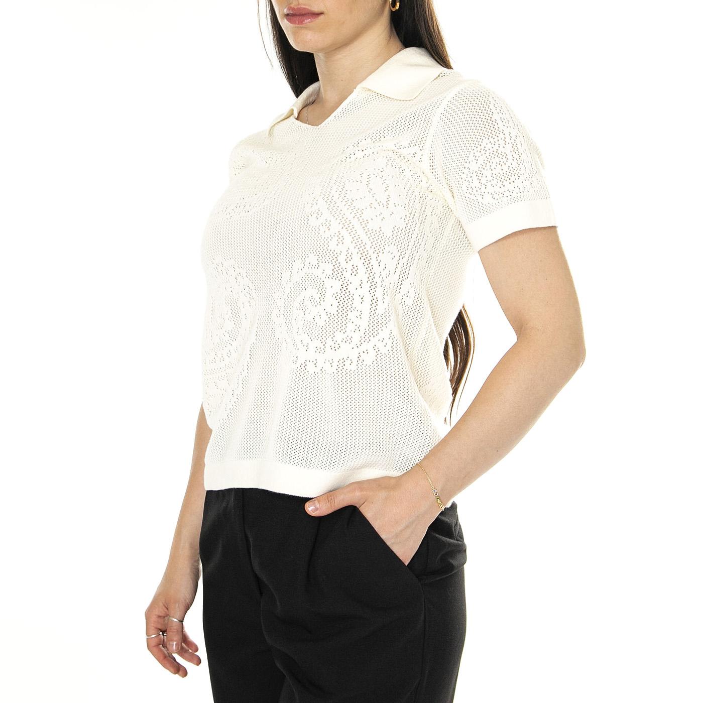 Briana Open Knit Shirt White - Maglietta Donna Bianca A878400  OBEY 