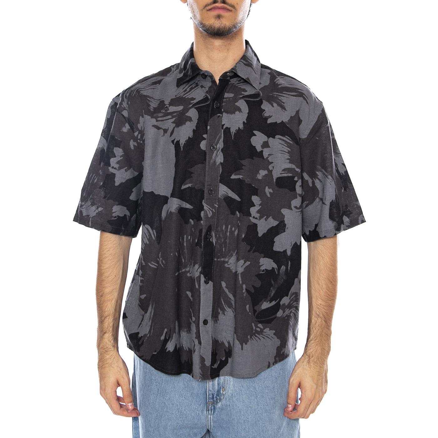 Onscaiden Life SS Relax AOP Linen Shirt Black - Camicia Maniche Corte Uomo Multicolore 22032123-CA . ONLY & SONS 