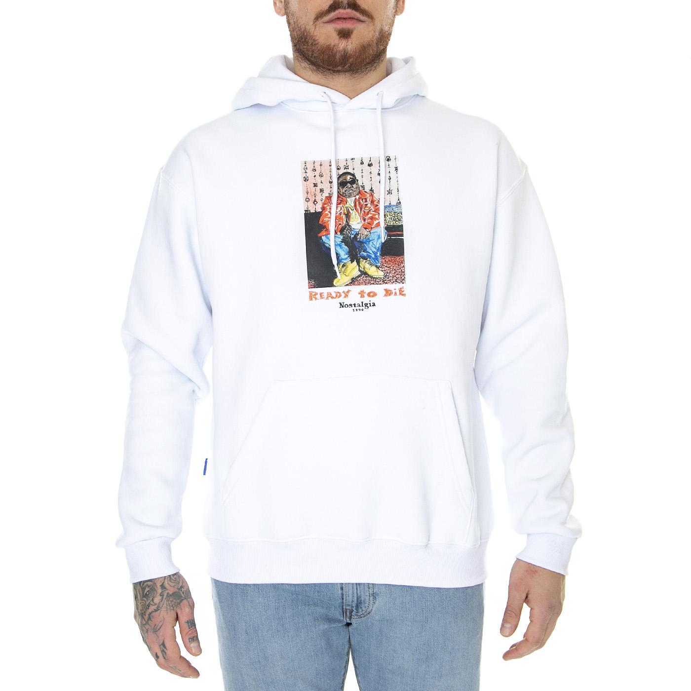 Biggie Hoodie White - Felpa con Cappuccio Uomo Bianca W22H-BIGGIE-WHT  USUAL 