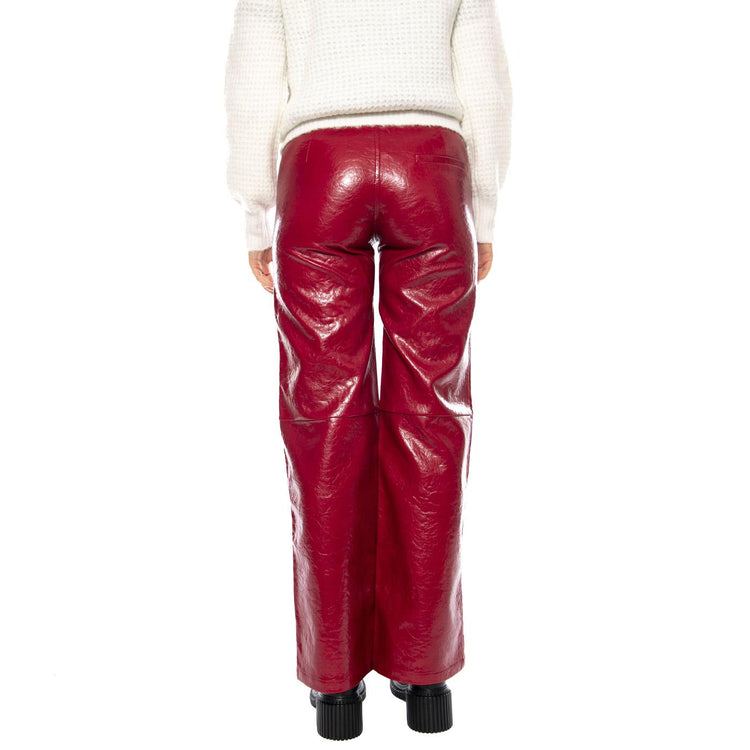 Pantalón Recto Cuero Sintético -- Pantaloni Donna Rossi 53W/11282 Rojo WILD PONY 
