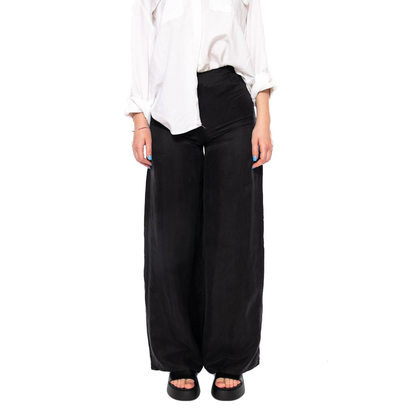 PANTALÓN FLUIDO NEGRO - Pantaloni Larghi Donna Neri 61W/11290 BLK WILD PONY 