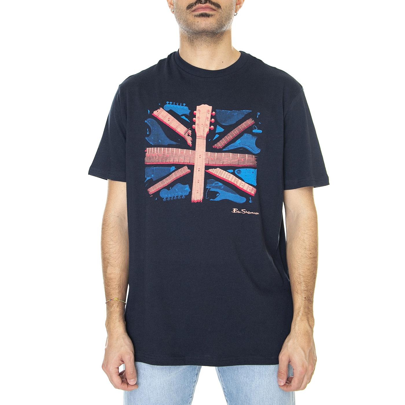 Smashed Guitar Union Jack Tee Dark Navy - Maglietta Girocollo Uomo Blu 61652-025  BEN SHERMAN 