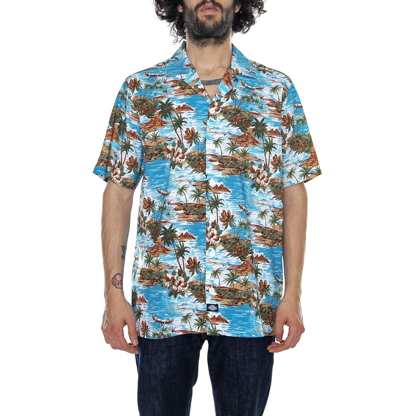 Blossvale Ocean - Multicolor - Camicia Maniche Corte Uomo 05 200344-OC . DICKIES 