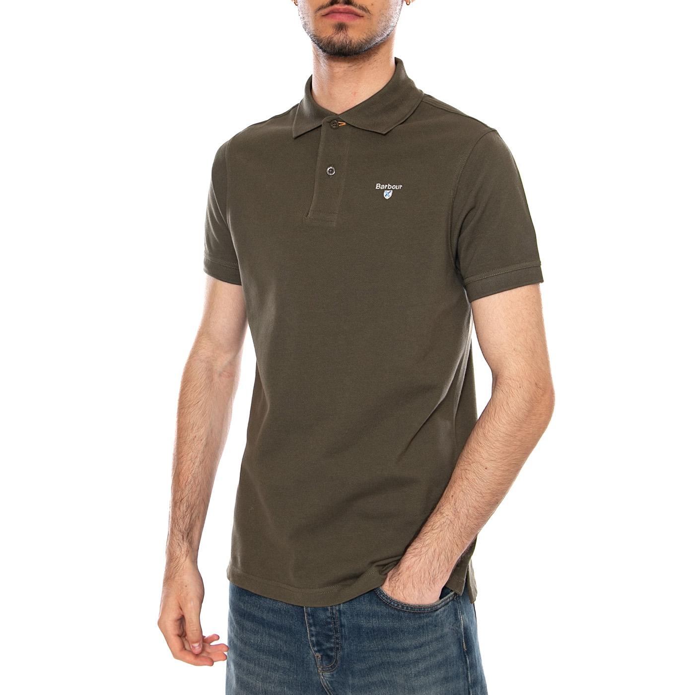 TARTAN PIQUE POLO DARK OLIVE - Polo Uomo Verde MML0012 OL51 BARBOUR 
