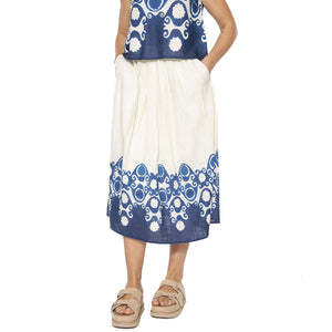 Falda midi estampado Goa - Gonna Bianca / Blu 51W/44200  WILD PONY 