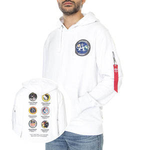 M' Apollo Mission Hoody White - Felpa con Cappuccio Uomo Bianco 106338-09  ALPHA INDUSTRIES 