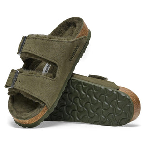 Arizona Shearling Thyme Suede Leather Sandals - Sandali Donna Verdi 1025687  BIRKENSTOCK 