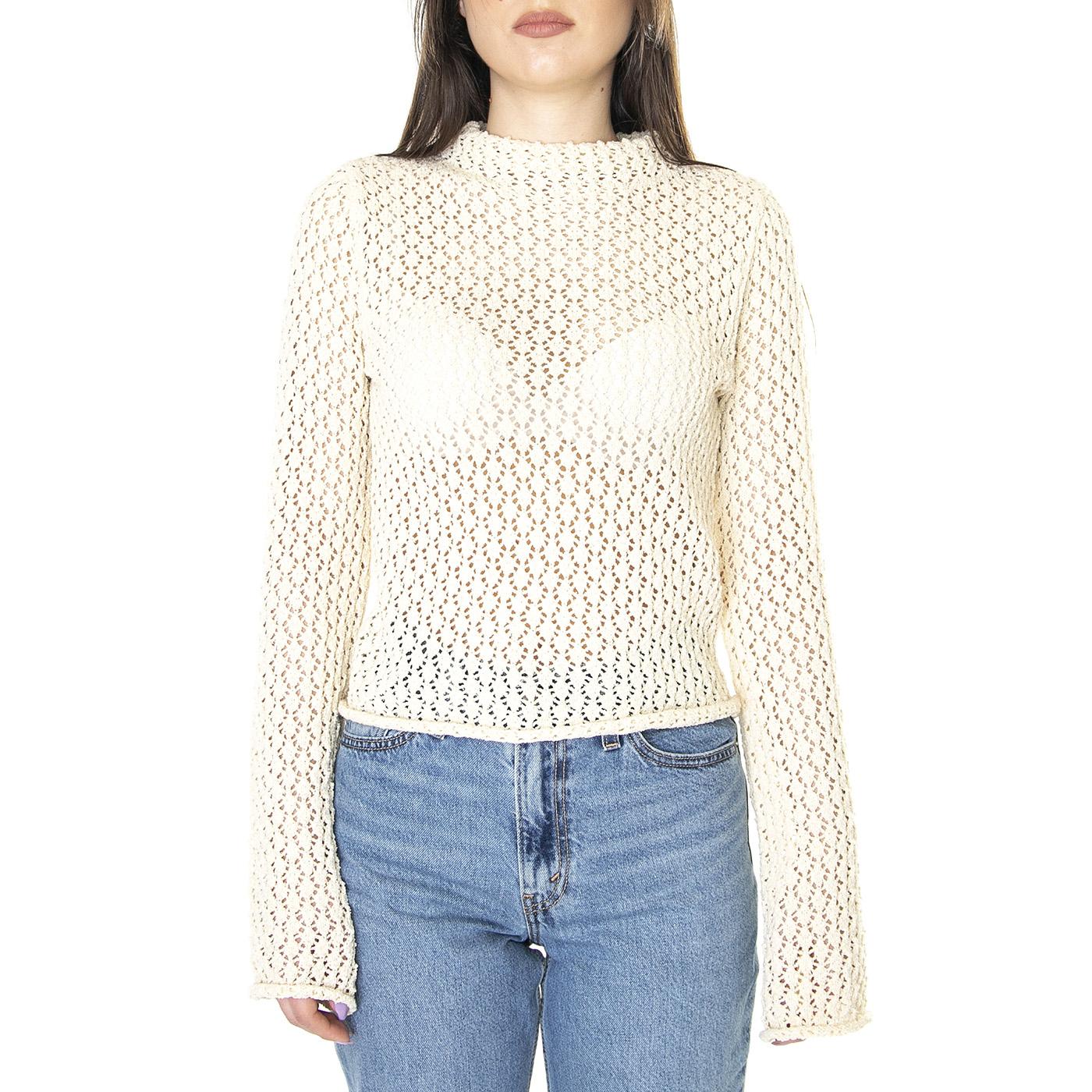 W' Top Calado con Manga Acampanada Beige - Top Donna Beige 31W/10236  WILD PONY 