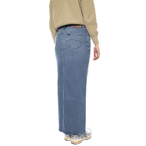 Back Slit Maxi Skirt Violet Bloom -- Gonna Lunga Donna Blu 112370883 . LEE 