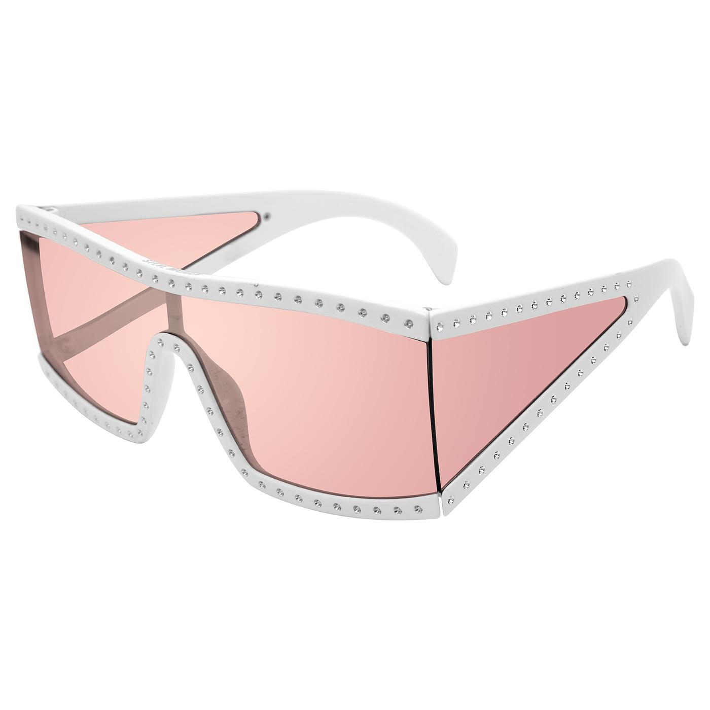 Jagger White Opaque Silver Glitter Rose Flash - Occhiali da Sole Bianchi SMAX17248  STEVE MADDEN 
