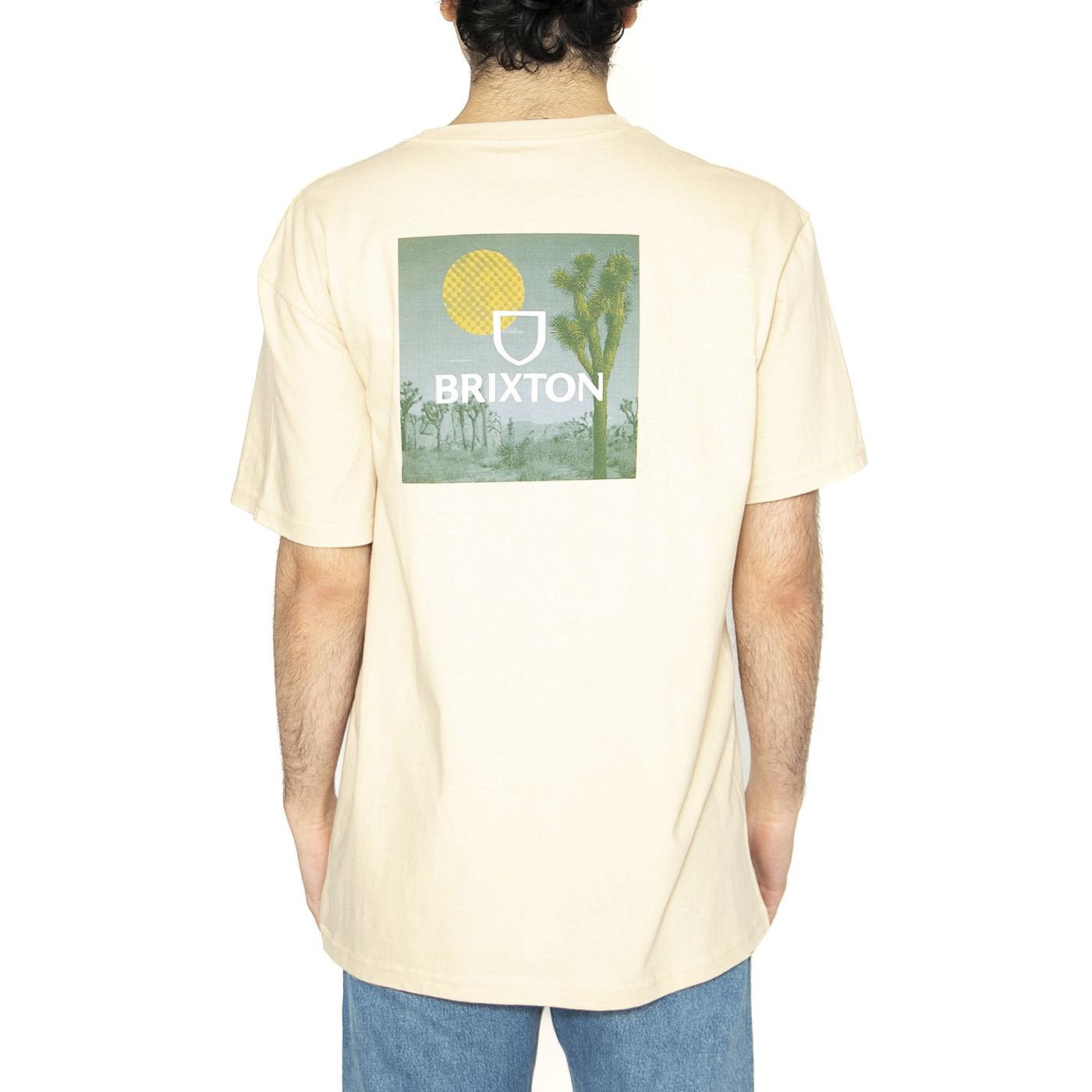 Alpha Square S/S STT - Maglietta Girocollo Uomo Beige 16428-CROWG  BRIXTON 