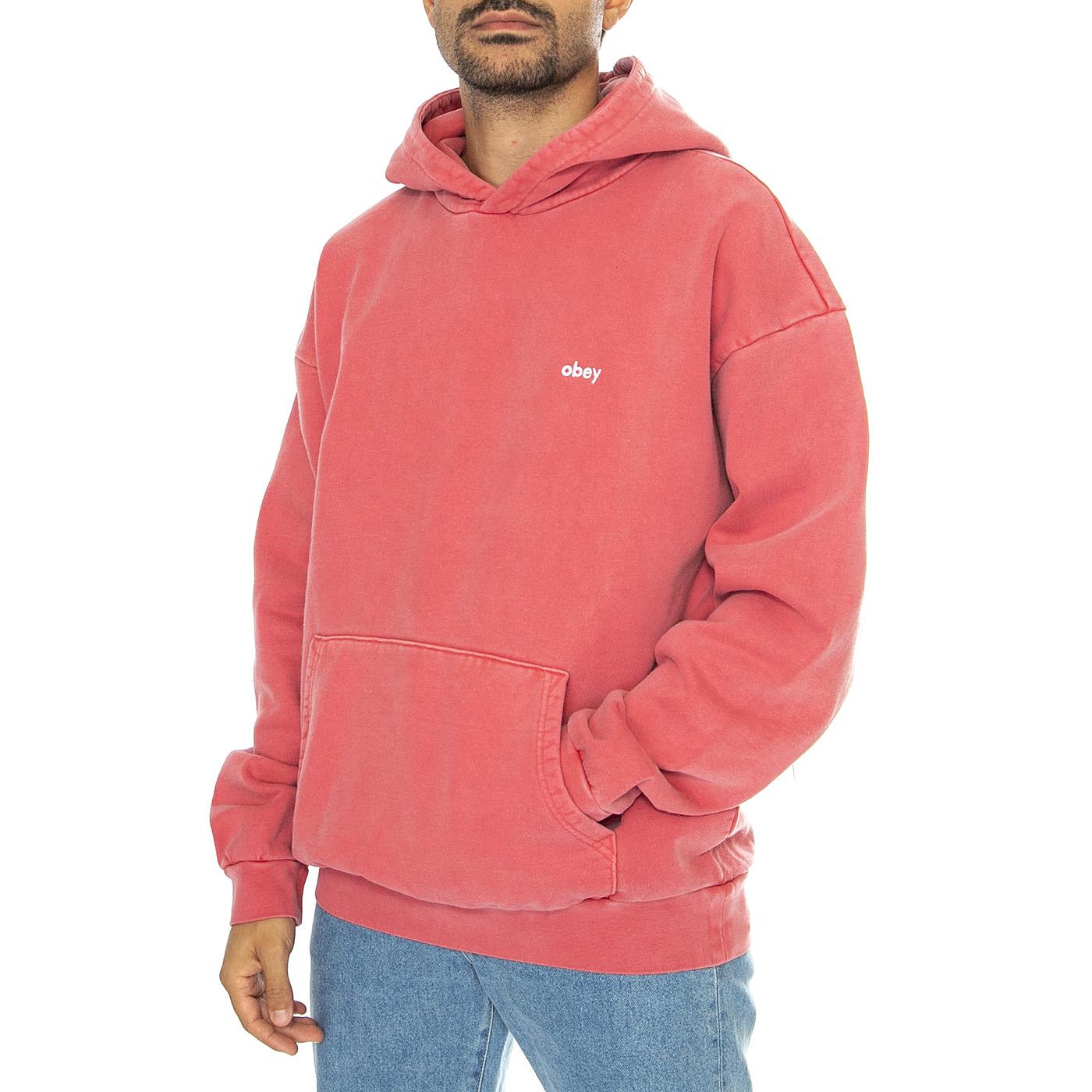 Lowercase Pigment Hood Fleece Pigment Plum Perfect - Felpa con Cappuccio Uomo Rossa 112470194-MIR  OBEY 