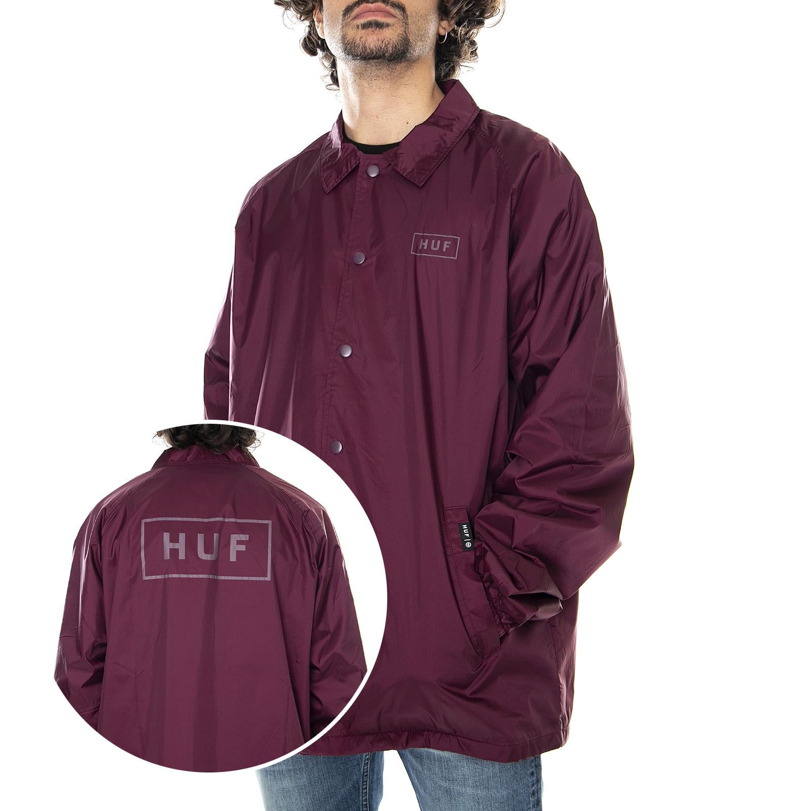 Bar Logo Coach Jacket - Burgundy - Giacca Invernale Uomo Bordeaux JK00010-BRGDY  HUF 