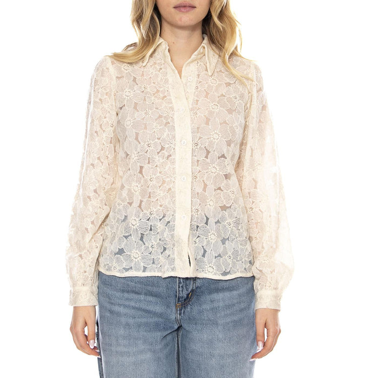 Camisa con Encaje Floral -- Camicia Donna Bianca 53W/11249 Blanca WILD PONY 