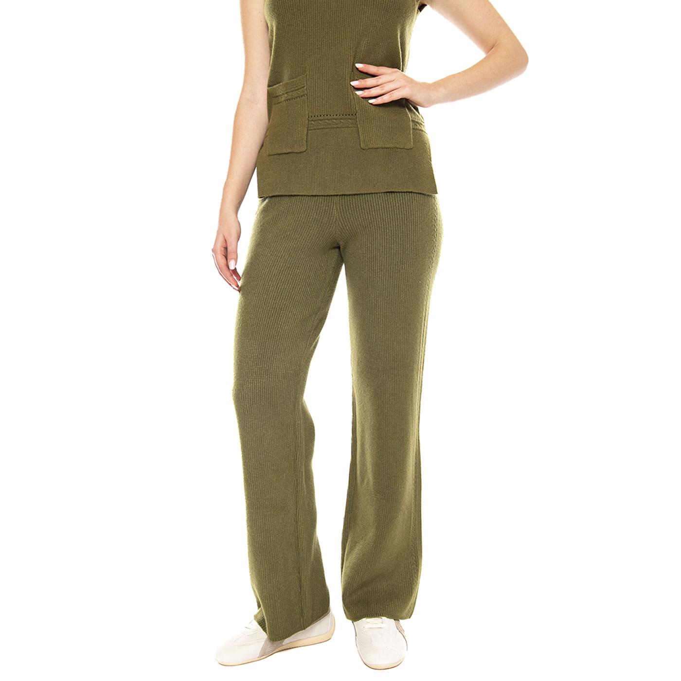 Knitted Trousers 118 Khaki - Pantaloni Donna Verdi 3.53.690.14 . MD'M 